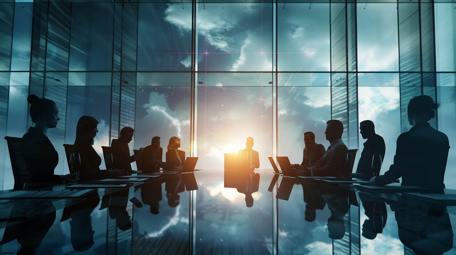 financial team in a boardroom strategic financial planning