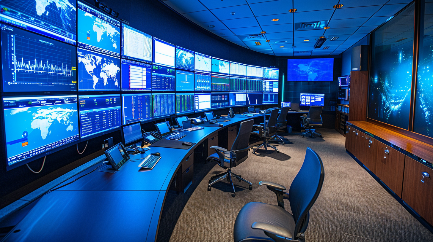 high-tech operations center where financial transactions are monitored