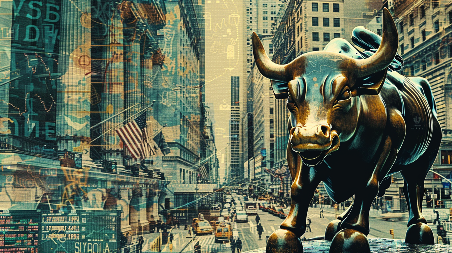 Wall Street icons such as bull and bear statues